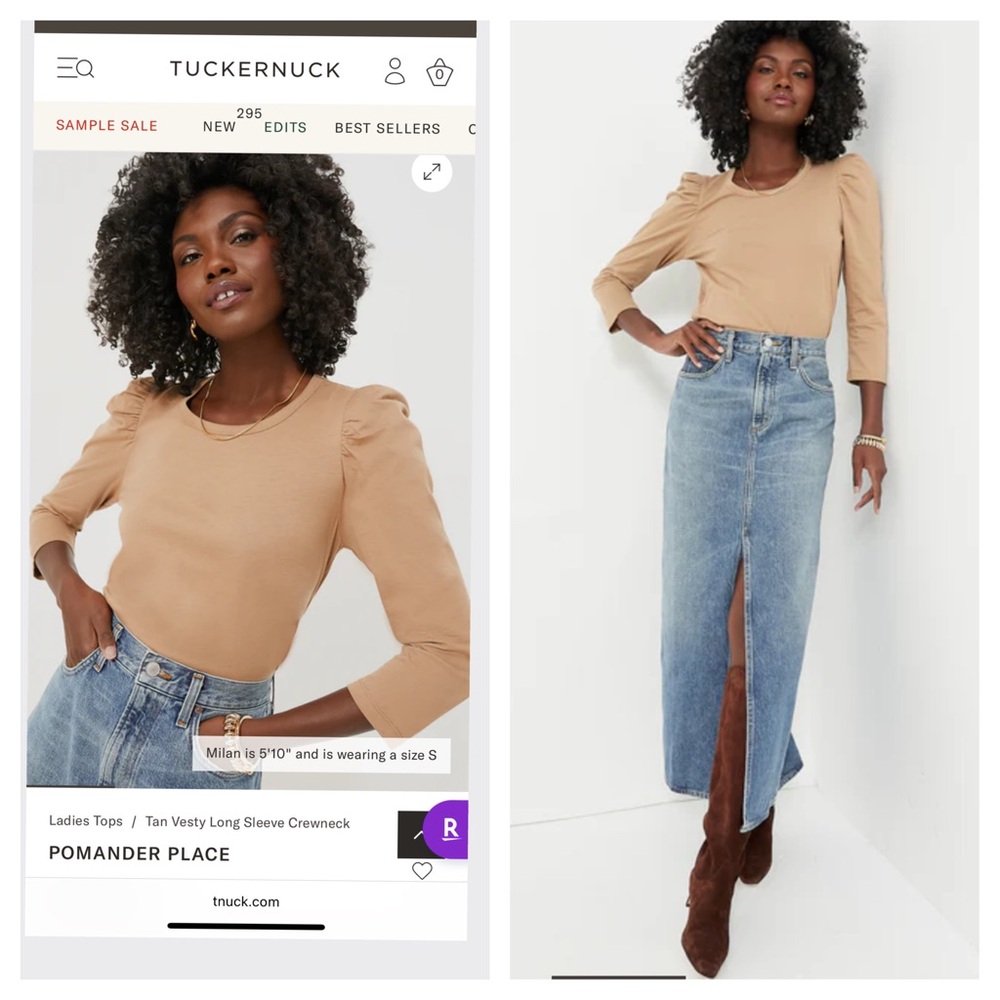 Tuckernuck Tan Long Sleeve Crewneck Top